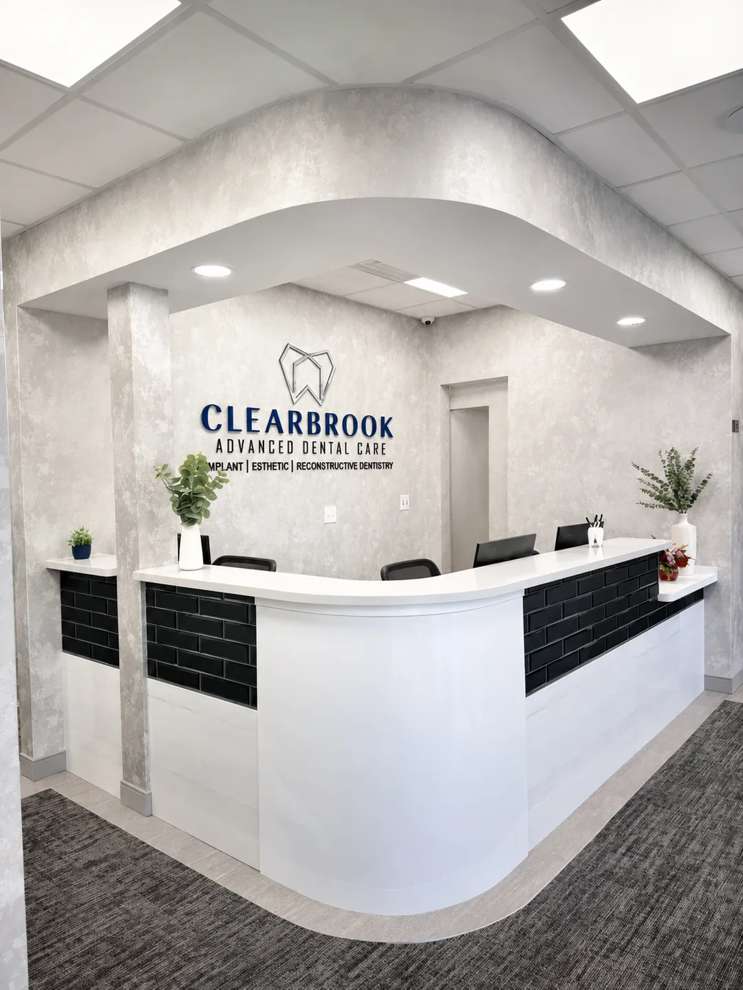 The reception area at Clearbrook Advanced Dental Care in Cranbury, NJ