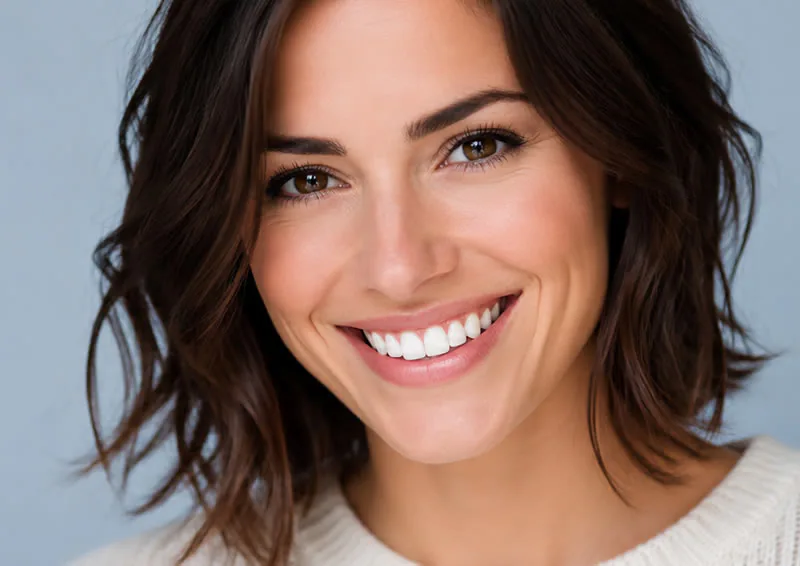 A woman with a bright, natural-looking smile after porcelain veneers at Clearbrook Advanced Dental Care in Cranbury, NJ